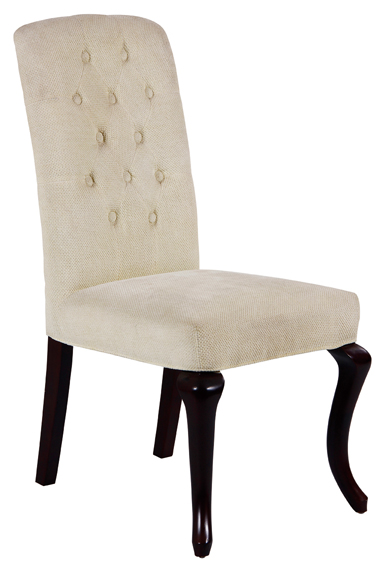 Wooden Leg Fabric Tufted Dining Chair