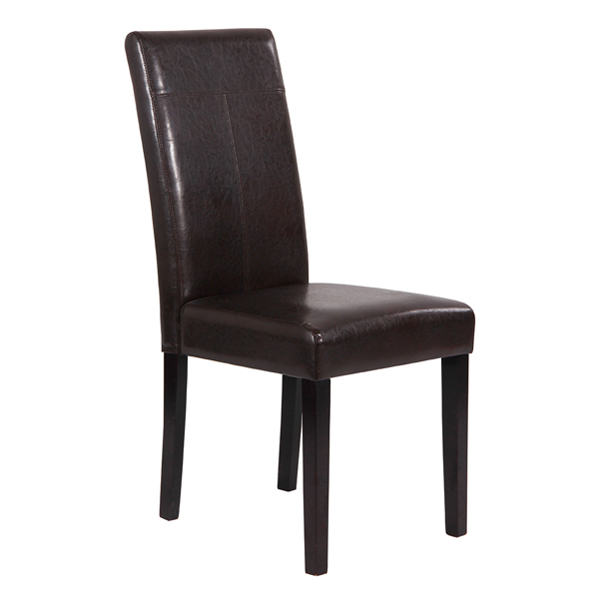 Faux Leather Wooden Leg Dining Chair