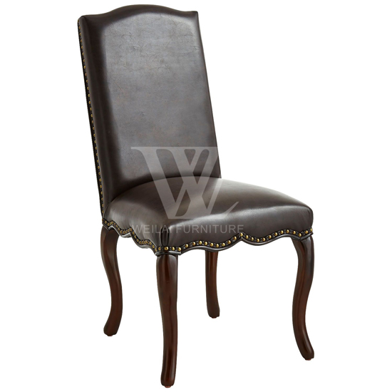 Hand-Nailed Faux Leather Dining Chair