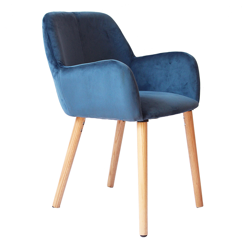 Solid Oak Legs Velvet Dining Chair