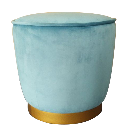 Velvet Golden Base Round Ottoman