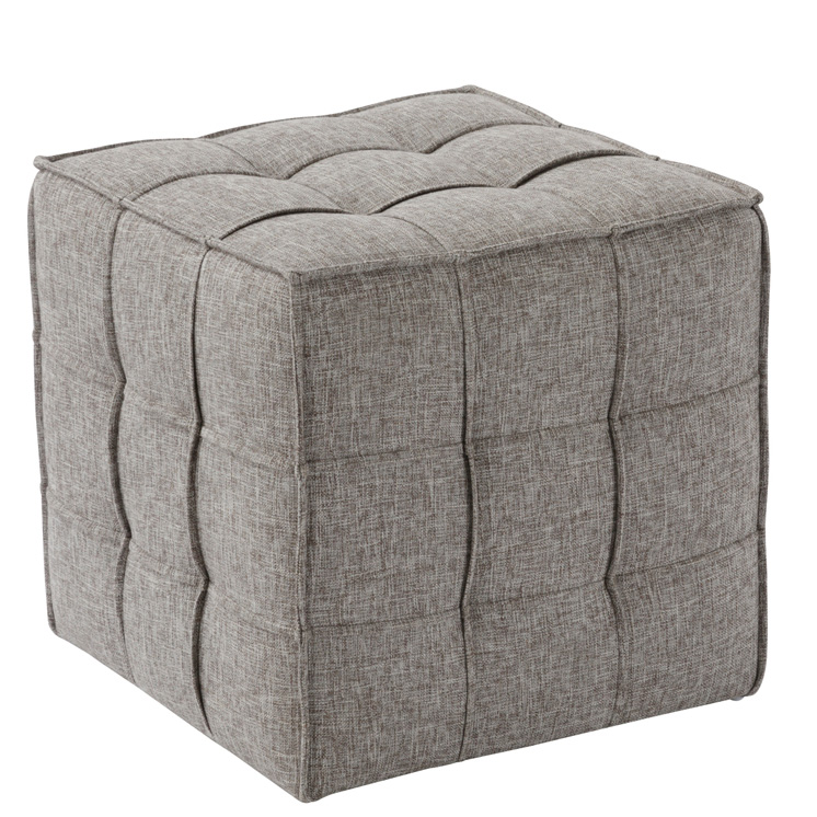 Faux Leather Tufted Cube Ottoman