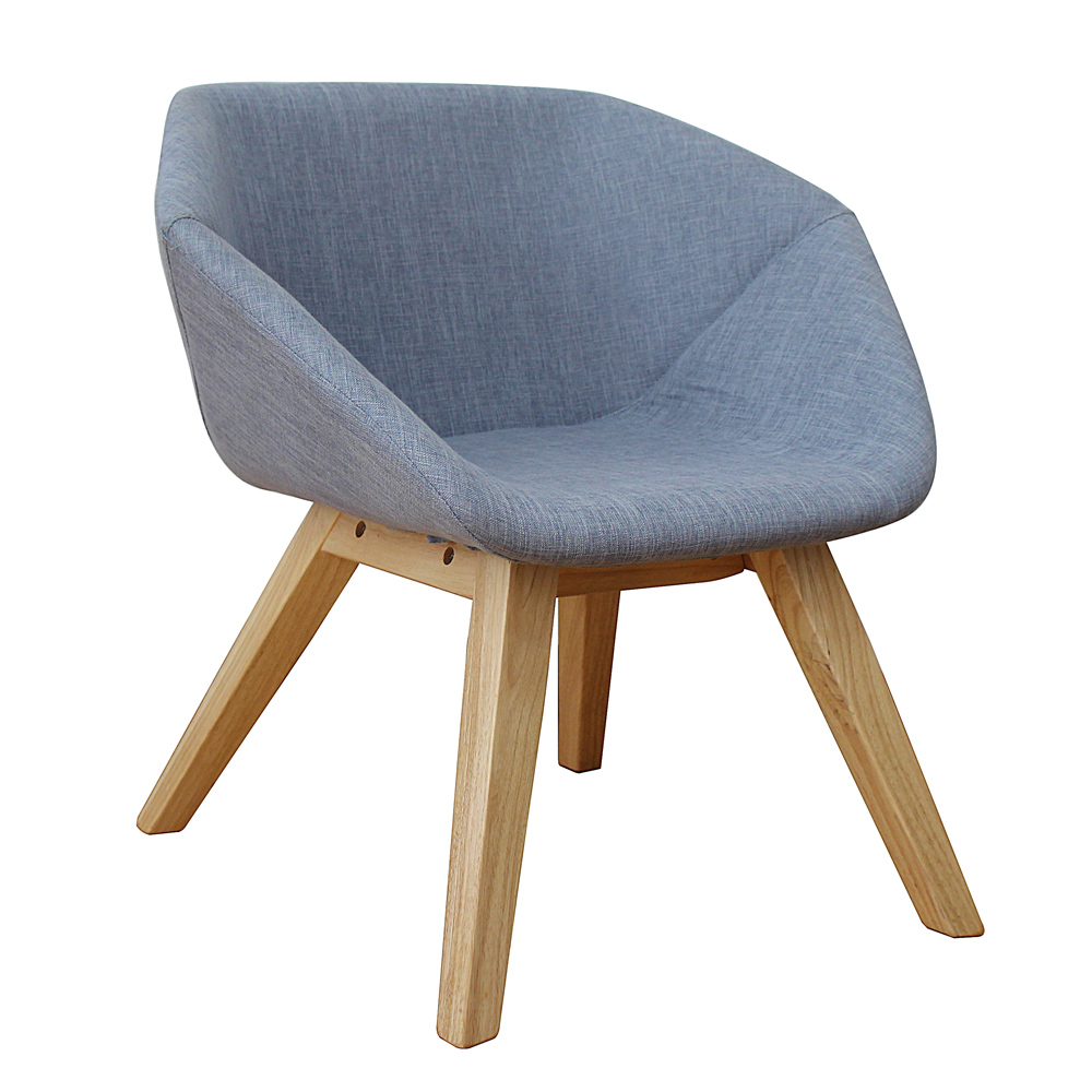 Polyester Upholstery Rubberwood Frame Lounge Chair