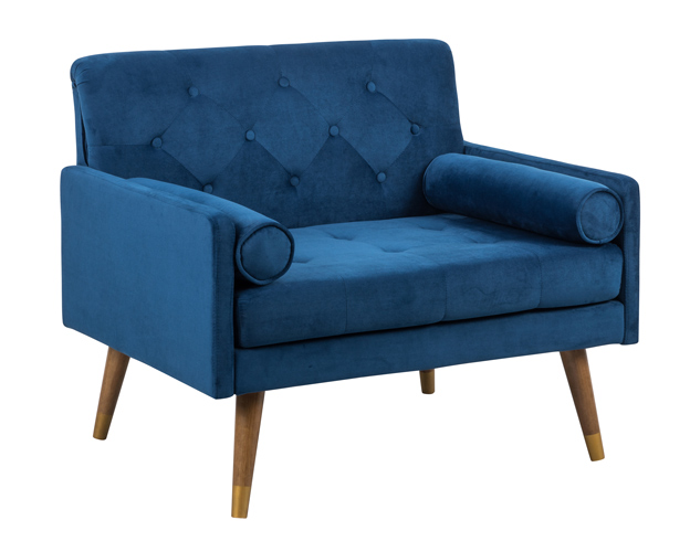 Solid Wood Legs Buttoned Armchair