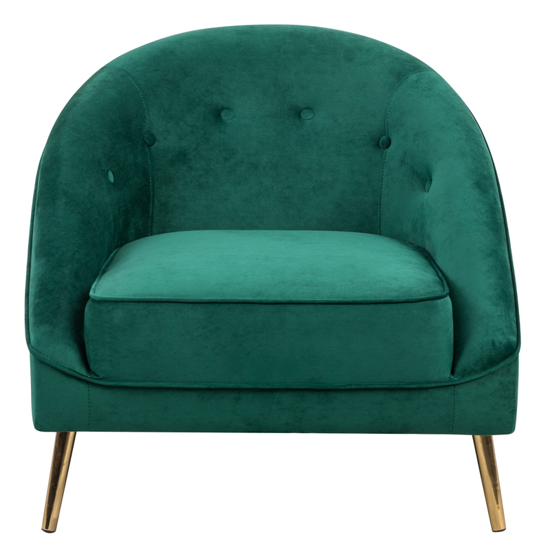 Velvet Fabric Golden Legs Accent Chair
