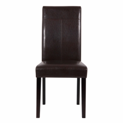 Faux Leather Wooden Leg Dining Chair