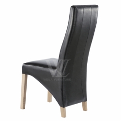 Bonded Leather Oak Legs High Back Dining Chair