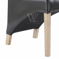 Bonded Leather Oak Legs High Back Dining Chair