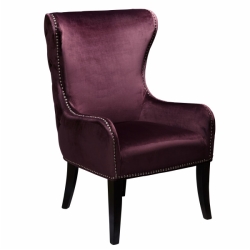 Velvet Upholstery Solid Wood Legs Back Full Tufted Wings Dining Chair