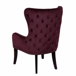 Velvet Upholstery Solid Wood Legs Back Full Tufted Wings Dining Chair