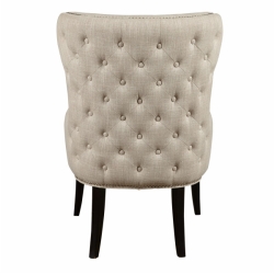 Velvet Upholstery Solid Wood Legs Back Full Tufted Wings Dining Chair