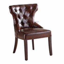Shining PU Buttoned with Metal Loop Dining Chair