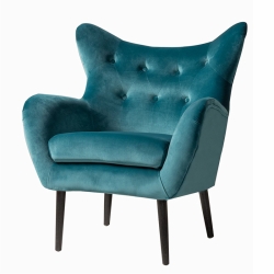 Luxury Fabric Buttoned Wing Armchair