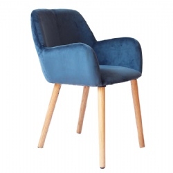 Solid Oak Legs Velvet Dining Chair