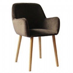 Solid Oak Legs Velvet Dining Chair