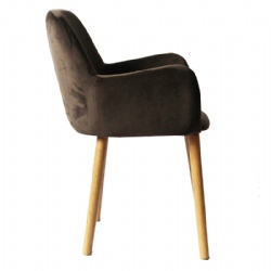 Solid Oak Legs Velvet Dining Chair