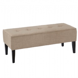 Buttoned Fabric Bench Wooden Legs