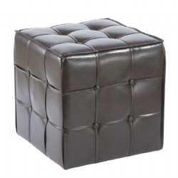 Faux Leather Tufted Cube Ottoman