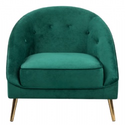 Velvet Fabric Golden Legs Accent Chair