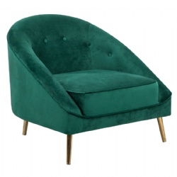 Velvet Fabric Golden Legs Accent Chair
