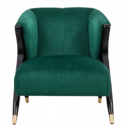 Velvet Fabric Tufted Wooden Framework Armchair